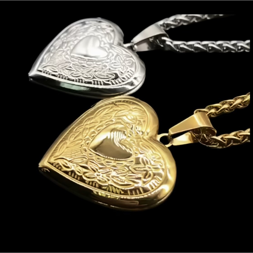 ✨Elegant Gold and Silver Heart Locket Pendant Necklace (Gold/Silver)